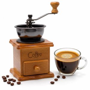 UNMEGONI Ceramic Conical Burr Manual Coffee Grinder Vintage Wooden Adjustable Grind Size Coffee Bean Grinder Ground Coffee Drawer Hand Crank Coffee Mill Home Kitchen