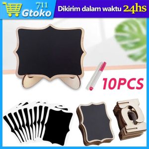 10PCS Papan Tulis Kapur Kecil Standing Mini Chalkboard Set Papan Kapur Menu Cafe Standing Papan Tulis Kapur Wood Tripod Easel Kaki Papan Tulis
