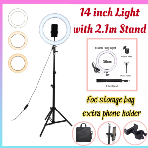 36CM/14 Inch LED Ring Light Photography Light LED Selfie Ring Lamp Video Light with 2M Tripod Phone Holder for Makeup Youtube Live Stream Video