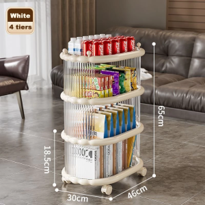 Movable Storage Trolley Rack Acrylic Snack Storage Shelf Living Room/Bedroom Storage Cart