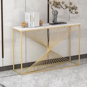 Nordic golden marble porch table against the wall light luxury simple porch corridor iron decoration gold