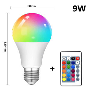 หลอดไฟประหยัดพลังงาน LED E27 หลอดไฟหลากสี 4 โหมด เปลี่ยนสีได้ สำหรับไฟบ้าน ไฟเพดาน ไฟตั้งพื้น โคมไฟระย้า (มีรีโมทควบคุมฟรี)