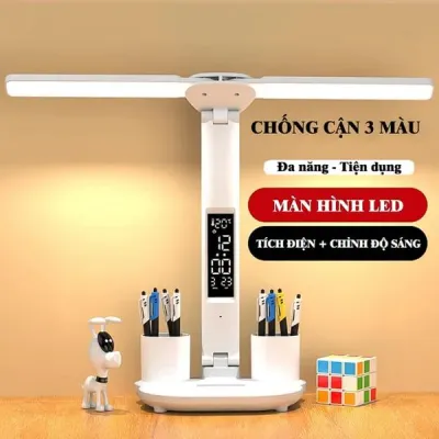 ĐÈN HỌC CẢM ỨNG CHỐNG CẬN ĐỂ BÀN XOAY 360 ĐỘ CÓ ỐNG CẮM BÚT TIỆN LỢI