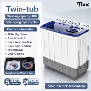Tixx 6.5kg /7.5kg Top Load Washing Machine Diamond Drum Anti-Rust Blue Light Sterilization Perfect for Homes & Dorms