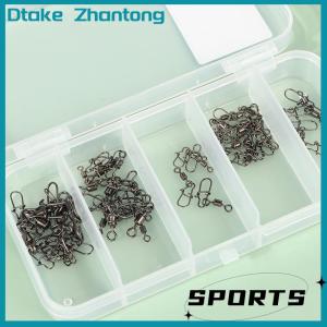 Dtake 100pc box Stainless Steel Fishing Connector Pin 4# 6# 8#10#12# Bearing Rolling Swivel With Snap Fishhook Lure Accessories