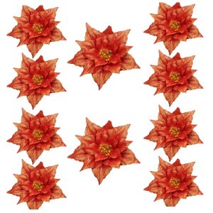 10Pcs 14cm Large Glitter Christmas Flower Artificial Flowers Merry Christmas Decorations Xmas Tree Ornaments New Year Gift