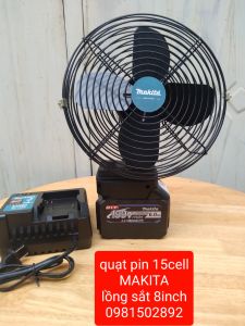 Quạt dùng pin quạt pin tích điện makita quạt chạy pin cầm tay 8inch 2 tốc độ chân pin phổ thông