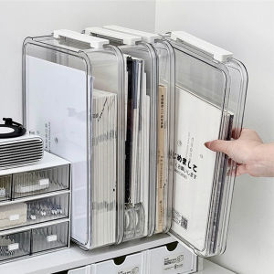 Clear A4 Document Storage Box PET Stackable Dustproof Moisture-Proof Organizer Home Office Desk