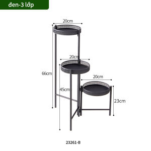 Đế hoa gấp gọn đế hoa sắt 3 tầng đế chậu hoa đế trang trí đen trắng hoa văn đơn giản thời trang và sang trọng