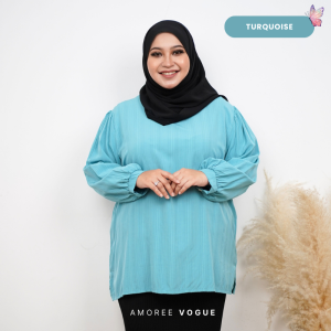 Plus Size (2XL-5XL) Ironless Soft Cotton Crepe Blouse Muslimah (4946)