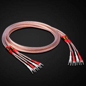 ATAUDIO One Pair HiFi Speaker Cable OCC and Silver Mixed Audio for Hi-end Amplifier Speaker Cable with Banana Spade plug Cable