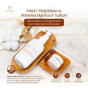 Moicare 2 Paket Pencerah Underarm Cream Whitening & BodyLotion Whitening Serum Pemutih Badan Pemutih