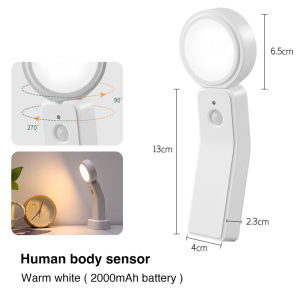 LED Light Motion Sensor Night Light USB Rechargeable 360° Rotation Dimming Stair Lamp Wall Light For Hallway Bathroom Bedroom Kitchen
