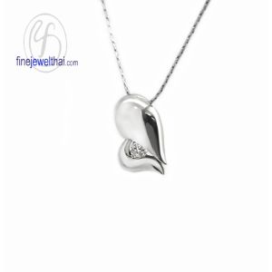 Finejewelthai-จี้เงินแท้-จี้หัวใจ-จี้เพชร-เพชรสังเคราะห์-P1122cz00 (ราคานี้ไม่รวมสร้อยคอนะคะ)