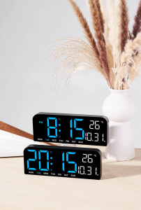 9 Inch Large Digital Wall Clock Temperature Date Week Timing Countdown Light-sensing Table Clock Alarm 12/24H LED
