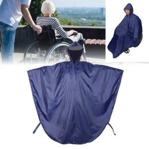 NCNC(OKDEALS01) Waterproof Elderly Rain Poncho Reusable Reflective Strip Wind Proof Cape Wind Proof Tear-resistant Raincoat Cloak Mobility Scooter
