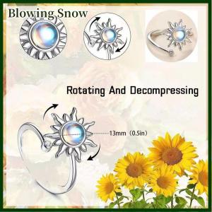 Blowing Rotatable Sun Rings For Women Anti Stress Anxiety Fidget Sunflower Sun Star Ring Party Aesthetic Jewelry Gift