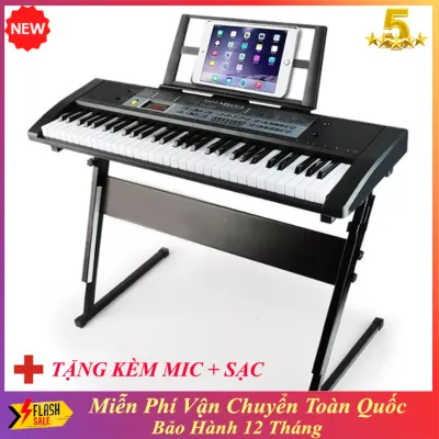 ( BẢO HÀNH 1 NĂM ) Đàn Piano 61 Phím Tặng kèm Micro Hát - Bé Học Đàn Tại Nhà Phát Triển Tay Trí Não Thuộc Bàn Phím - PHÍM ĐÀN ORGAN ELECTRONIC KEYBOARD CÓ GIÁ ĐỠ ÂM THANH CHÂN THẬT CÓ ĐỘ BỀN CAO DỄ DÀNG SỬ DỤNG Rosea Crystal-Mall