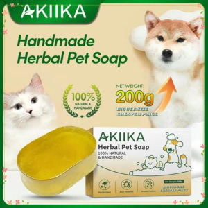 [HOT! 3PC] 200g AKIIKA Herbal  Soap For Dogs & Cats 100% Natural Handmade (Comes with mesh bag)