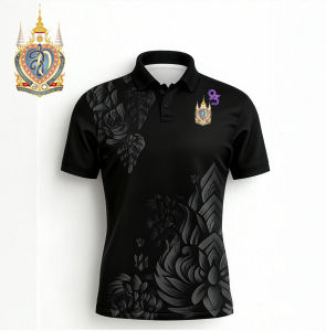 สิริกิติ์ เสื้อสีดำเสื้อโปโลผู้ชายเสื้อลายไทย เสื้อโปโล เสื้อโปโล เสื้อโปรโล ชาย ใส่ทำงาน ผ้าไมโครเกรดเอ เนื้อผ้านุ่มลื่น เย็นสบาย