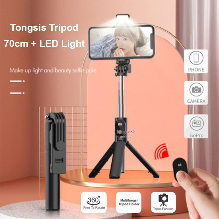 Tongsis Tripod Lampu LED Selfie Stick dengan Remote Control