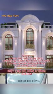 10x13m Bản Vẽ Thiết Kế Biệt Thự 3 Tầng Cổ Điển Đẹp Lộng Lẫy. In Giấy A3 ảnh 3D màu Kiến Trúc Kết Cấu Điện Nước.