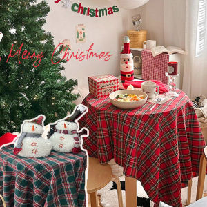 Yipaidsor ผ้าปูโต๊ะ ลายคริสต์มาส ลายตารางหมากรุก สําหรับตกแต่งโต๊ะกาแฟ ตกแต่งคริสต์มาส หลายขนาด
