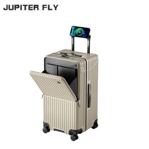 SG Stock luggage size 20/24/26/28/30 Front open suitcase USB/Type-C charging port TSA Lock Antibacterial Material