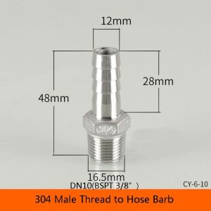 Q-1151 STORE 1Pcs Connector Adapter Pipe Joint Male Thread 304 Stainless Steel Hose Connector Durable BSPT Pipe Fitting for PU PE Tube