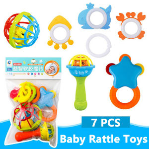 7PCS Baby Rattle Toys for Babies 6-12 Months Infants Soft Teething Stick Hand Jingle Bells Toys Colorful Rattles