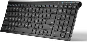 iClever BK10 Bluetooth Keyboard Universal Wireless Keyboard Rechargeable Bluetooth 5.1 Multi Device Keyboard with Number Pad Full Size Stable Connection for Windows iOS Android