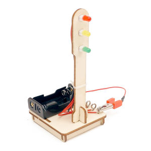 Mini Kids Science Experiment DIY Toys Wooden Traffic Light Led Student Learning Education Project Toys Gift for Children Boys