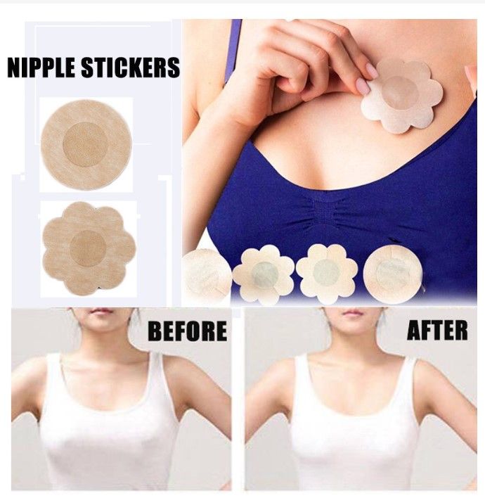 Satin and non-woven Nipple Pasties, Stick On Bra, Nipple Stickers