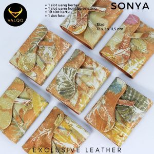 VALQO - SONYA Ecoprint Dompet wanita kulit sapi lipat Dompet pendek Cewek Perempuan Dompet Kartu Dompet Kecil Mini