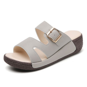 Fashionable Non-Slip Thick-Soled Height-Increasing Leather Sandals With Soft Soles For Women Suitable For Outdoor Wear In Summer