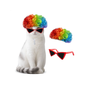 Pet Hairpiece Style With Glasses For Dog Cats Costume Accessories Holiday Daily Cosplay