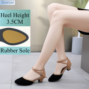 รองเท้าผู้หญิงรองเท้าการเต้นแบบแซมบ้าสำหรับห้องบอลรูมรองเท้าเต้นสไตล์โมเดิร์นละตินเด็กผู้หญิงรองเท้าแตะซัลซ่านุ่ม3.5/5.5ซม.