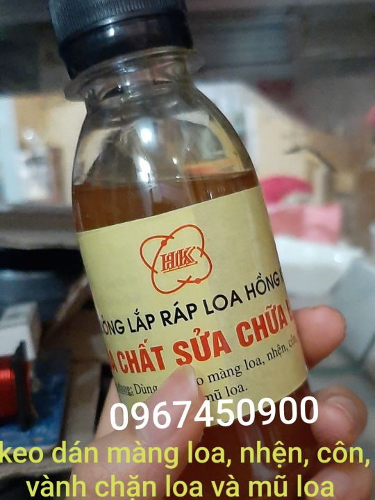 Keo dán màng loa, gân loa, Coil loa, nhện loa mũ nón loa chuyên dụng keo vàng : Giá 1 chai