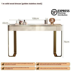 AUREO Italian Style Solid Wood Dressing Table Modern Stainless Steel Dressing Table Rock Panel Dressing Table Makeup Table