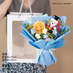 [SG Stock] Cute and Funny Sunflower Rose Tulip Knitted Crochet Bouquet Flower House Warming Graduation Gift 向日葵郁金香毕业花束礼物