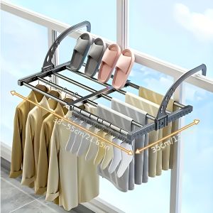 1pc Foldable & Adjustable Clothes Drying Rack - Space-Saving Hanging Organizer for Clothes Shoes and Accessories Ideal Home Gift Durable Plastic Adjustable Hanging Rack|Stylish Clothes Drying Rack|Flexible Clothesline Clothes Drying Rac