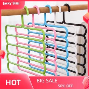 Jacky Clothes Hangers Trousers Hangers Holders Closet Storage Organizers 5 Layers Pants Towel Scarfs Racks Storage Organization
