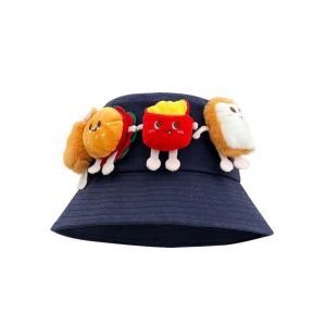SWEET Adjustable Sunscreen Basin Cap Breathable Wide-Brimmed Cartoon Sunshade Hat Cute Thin Hamburger Fisherman Hat Women