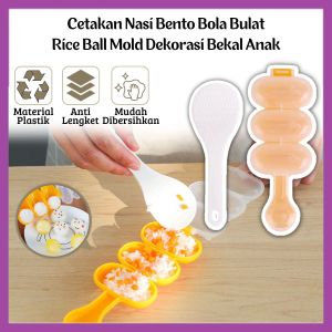 Cetakan Nasi Bento Bulat Gulung FREE Centong Rice Ball Shaker Mold/Alat Cetak Pembuat Onigiri Manual Praktis/Anti Lengket/ Dekorasi Bekal Anak Ala Korea - FR GALLERY