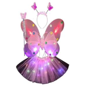 3/4-Angel Butterflies Wing Magic Wand Headband for Dance Birthday Party Fairy Princess Costume Halloween Cosplay-Prop