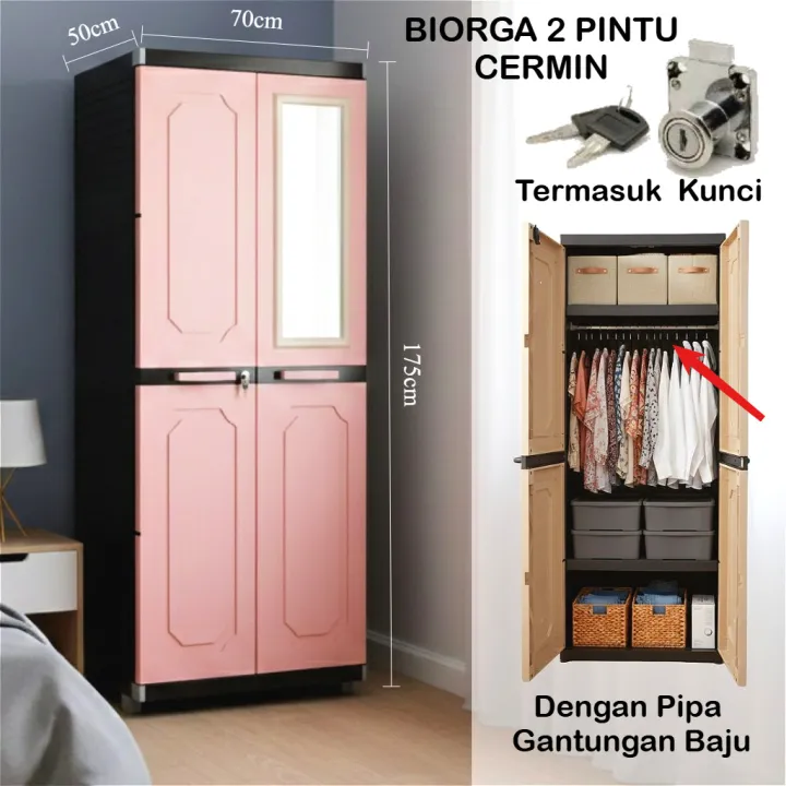 MIZCA%20BIORGA%20Lemari%20Pakaian%20Susun%20Plastik%20Dengan%20Gantung%20Kunci%20Cermin%20Ukuran%20JUMBO%20105%20x%2050%20x%20175%20cm%203%20Pintu%20-%20Image%209