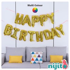 Nijito - 16 Inch Belon Happy Birthday Set Foil Balloon Letter Balloon Birthday Party Happy Birthday Sticker Party Supplies