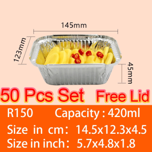 50PCS Aluminum Foil Tray With Lid Thickening Loaf Pan Food Grade ISO Prove Rectangle/Solo Pan/Round