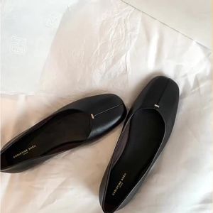 Giá khuyến mãi [sheii Su Yinyin. ] Phiên bản siêu mềm ~the ro* Giày bệt mũi vuông da cừu cho phụ nữ đi làm