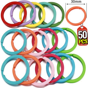 30mm DIY Jewelry Split Ring Keychain 10/50PCS Metal Colorful Round Flat Line Keyring Openable Carabiner Handmade Making Keychain